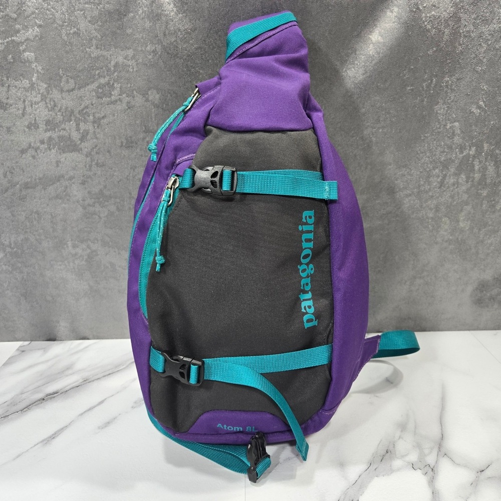 Patagonia Atom 8L Sling Bag Unisex Inside Out Purple Teal Crossbody Backpack